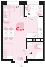 Квартира 27 м², студия - изображение 1