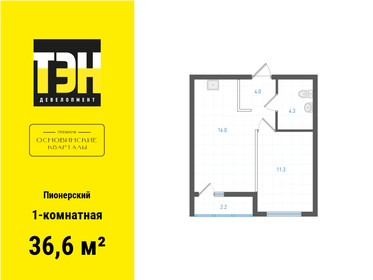 Квартира 36,6 м², 1-комнатная - изображение 1