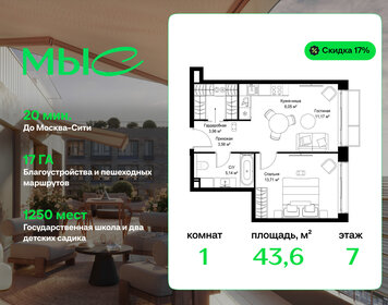 Квартира 43,6 м², 1-комнатная - изображение 1