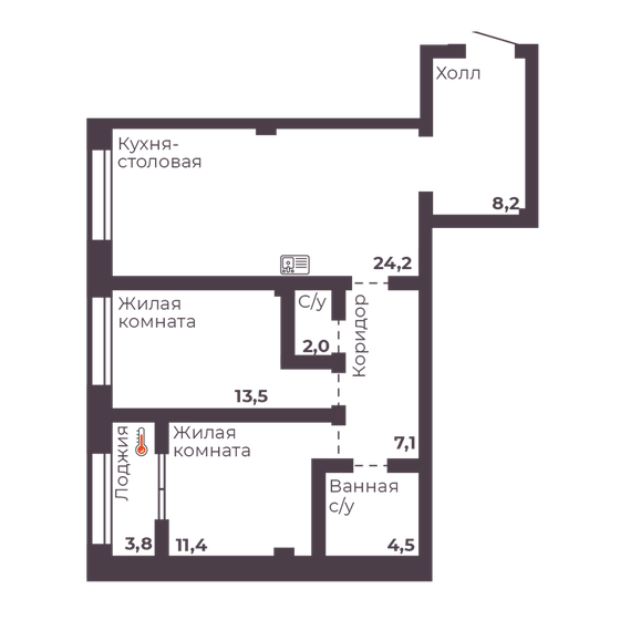 52 м², 2-комнатная квартира 5 750 000 ₽ - изображение 84