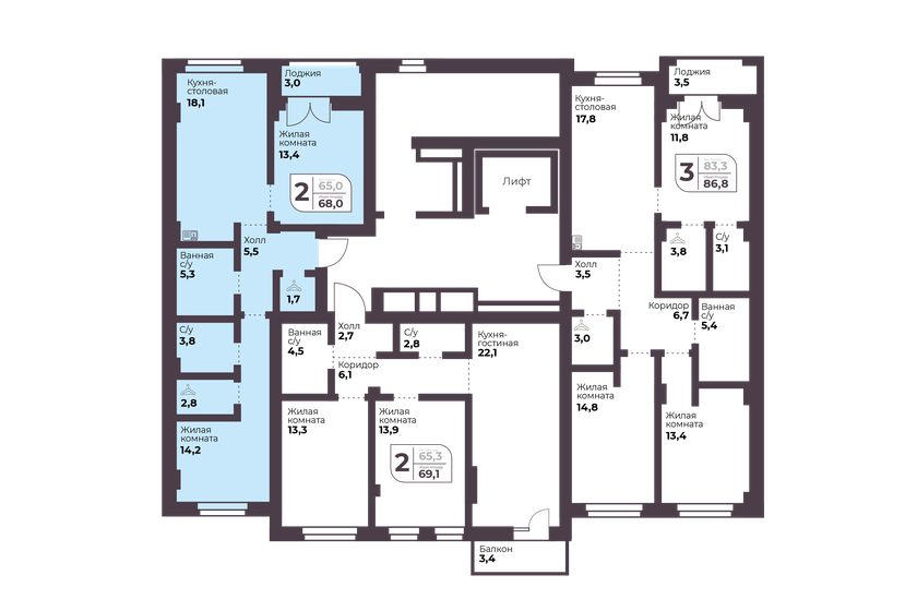 62,7 м², 2-комнатная квартира 8 727 840 ₽ - изображение 12