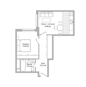 Квартира 43,8 м², 1-комнатные - изображение 1