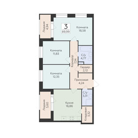 Квартира 90 м², 3-комнатная - изображение 2