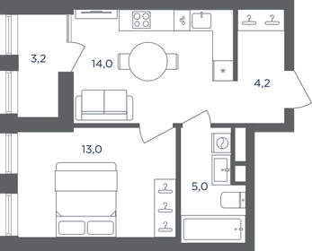 Квартира 37,8 м², 1-комнатная - изображение 1