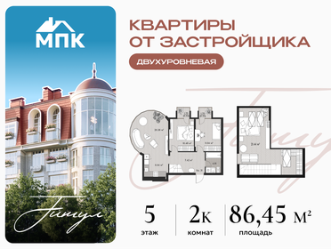 Квартира 86,5 м², 2-комнатная - изображение 1