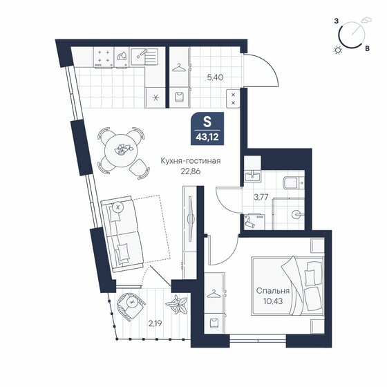38,3 м², 1-комнатная квартира 4 896 000 ₽ - изображение 25