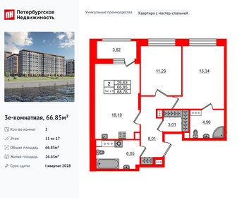 Квартира 66,9 м², 2-комнатная - изображение 1