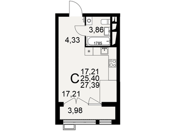 Квартира 27,4 м², студия - изображение 1