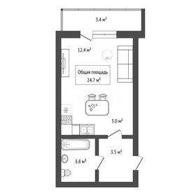 Квартира 24,7 м², студия - изображение 1