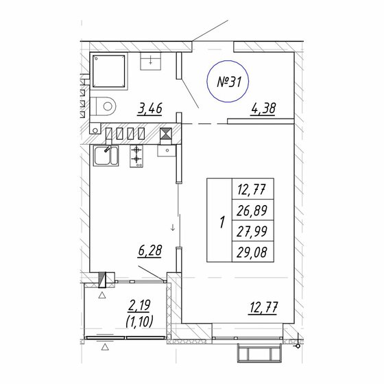 34 м², 1-комнатная квартира 5 166 480 ₽ - изображение 4