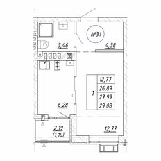 Квартира 28 м², 1-комнатная - изображение 2