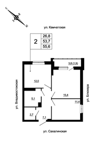 Квартира 55,6 м², 2-комнатная - изображение 1