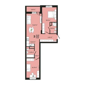 Квартира 71,3 м², 3-комнатная - изображение 1