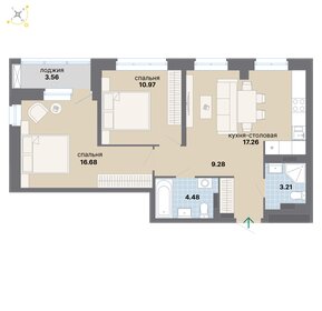 Квартира 65,4 м², 2-комнатная - изображение 1