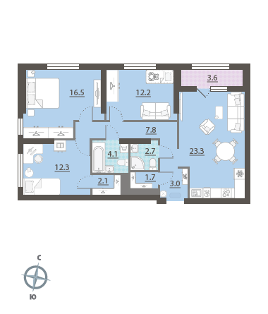 92 м², 3-комнатная квартира 17 474 300 ₽ - изображение 33