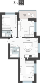 Квартира 71,4 м², 3-комнатная - изображение 1