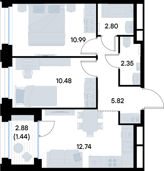 45,4 м², 2-комнатная квартира 4 680 000 ₽ - изображение 90