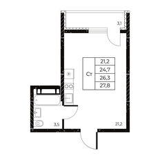 Квартира 27,8 м², студия - изображение 3