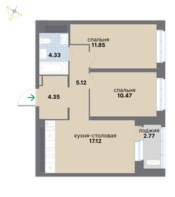 Квартира 56 м², 2-комнатная - изображение 2