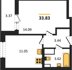Квартира 34 м², 1-комнатная - изображение 1