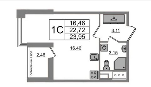 Квартира 22,7 м², студия - изображение 1