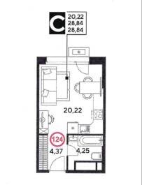 Квартира 28,8 м², студия - изображение 1