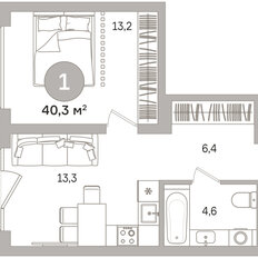 Квартира 40,3 м², 1-комнатная - изображение 2