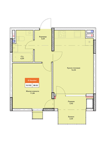 Квартира 38,5 м², 1-комнатная - изображение 1