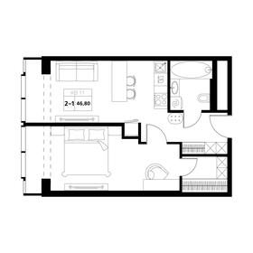 Квартира 46,8 м², 2-комнатные - изображение 1