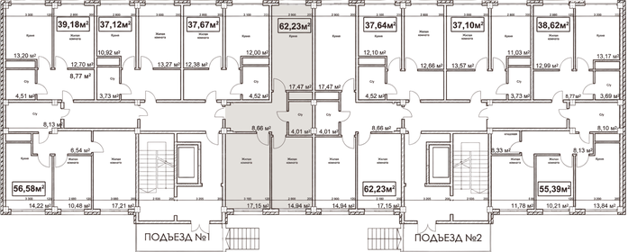 Квартира 62,2 м², 2-комнатная - изображение 2