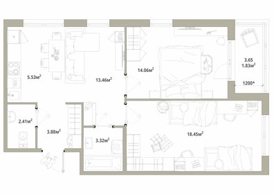 Квартира 62,9 м², 2-комнатная - изображение 1