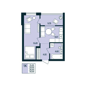 Квартира 39,4 м², 1-комнатная - изображение 1