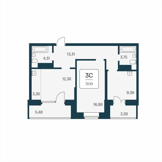 75,7 м², 3-комнатная квартира 16 654 000 ₽ - изображение 67