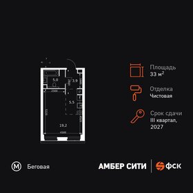 Квартира 33,6 м², студия - изображение 1