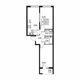 Квартира 54,7 м², 2-комнатная - изображение 1