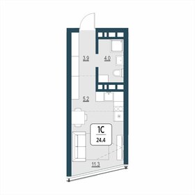 Квартира 24,4 м², студия - изображение 1