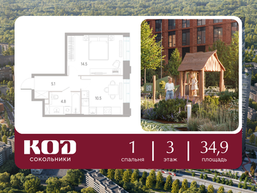 Квартира 34,9 м², 1-комнатная - изображение 1