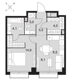 Квартира 43,6 м², 1-комнатная - изображение 1