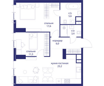 Квартира 69,3 м², 2-комнатная - изображение 2