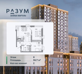 Квартира 56,7 м², 2-комнатная - изображение 1