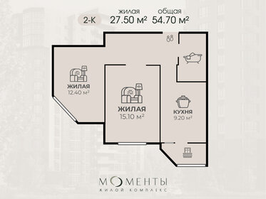 Квартира 54,7 м², 2-комнатная - изображение 1