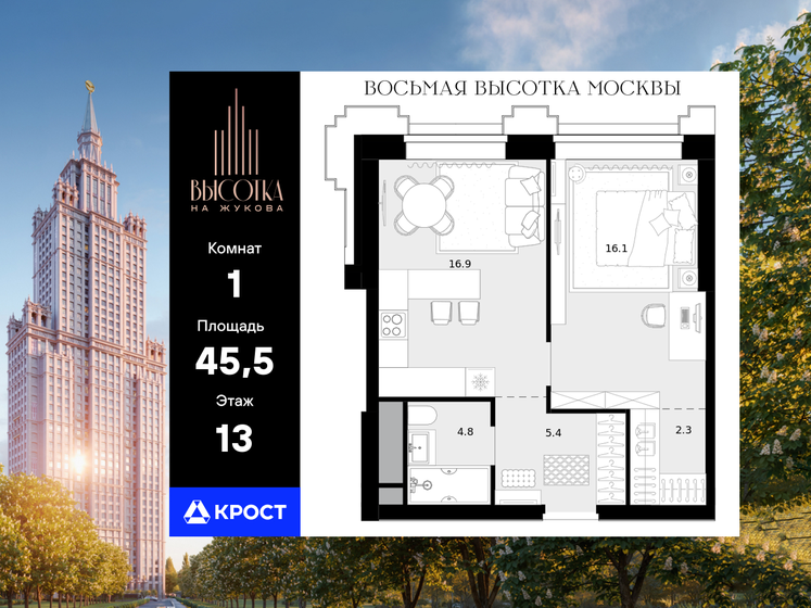 37,6 м², 1-комнатная квартира 22 568 254 ₽ - изображение 18