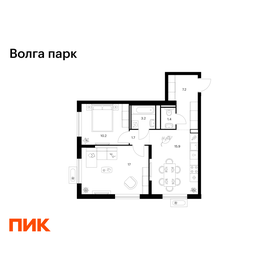 Квартира 56,6 м², 2-комнатная - изображение 1