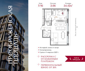 Квартира 54,4 м², 1-комнатная - изображение 1