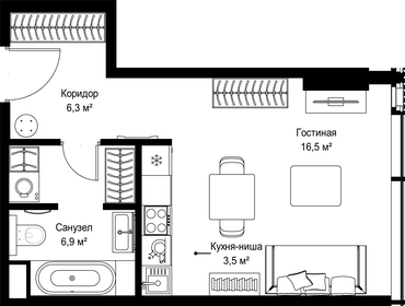Квартира 33,2 м², студия - изображение 2