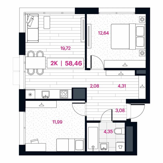 64 м², 2-комнатные апартаменты 5 180 000 ₽ - изображение 81