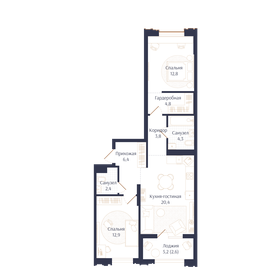 Квартира 70,4 м², 2-комнатная - изображение 1