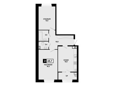 Квартира 65,7 м², 2-комнатная - изображение 1