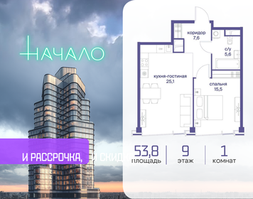 Квартира 53,8 м², 1-комнатная - изображение 1