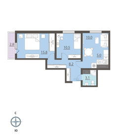 Квартира 53,4 м², 2-комнатная - изображение 2